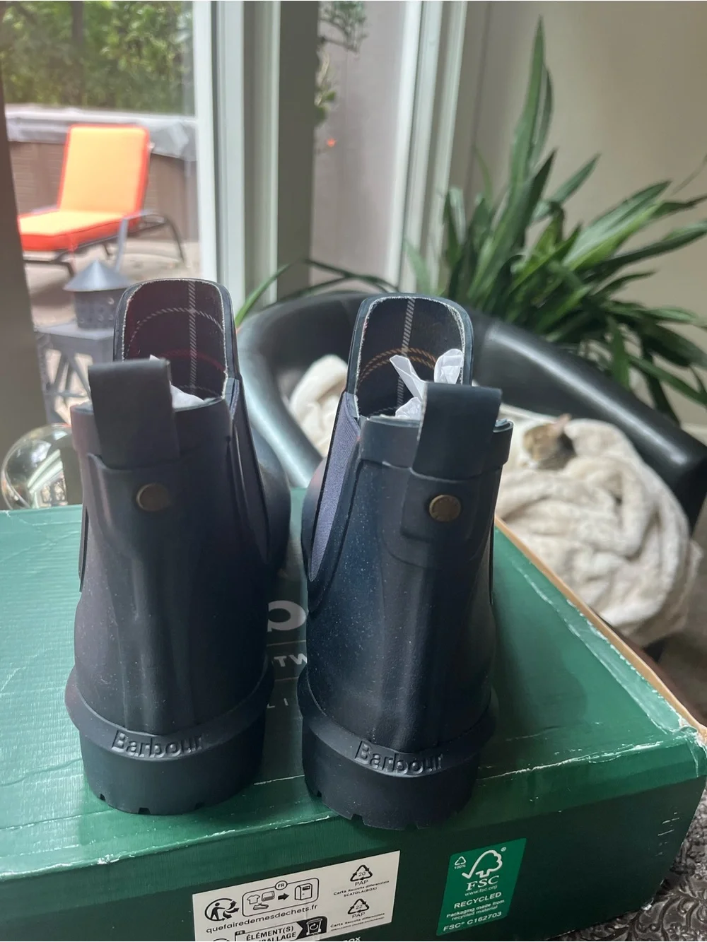 BARBOUR WILTON WELLINGTONS RAIN BOOTS NAVY 40 EU 9 US